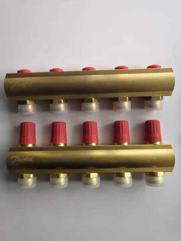 Danfoss Fhf Water Distributor Pure Brass Water Floor Heating Intelligent Dual Adjustment Hand-Operated 2-12 Single