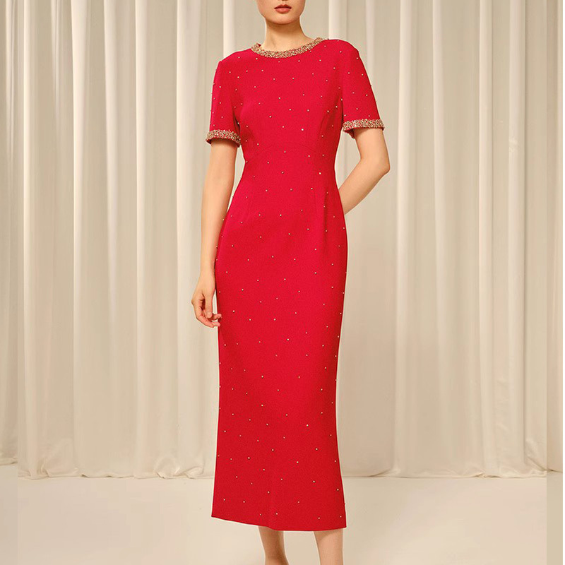 Zhuoge Yazhongge 2025 Autumn/Summer New Model Triacetate Fiber Heavy Beading Wedding Banquet Red Formal Dress 5C33305670 Zhuoge Yazhongge 2025 Autumn/Summer New Model Triacetate Fiber Heavy Beading Wedding Banquet Red Formal Dress 5C33305670