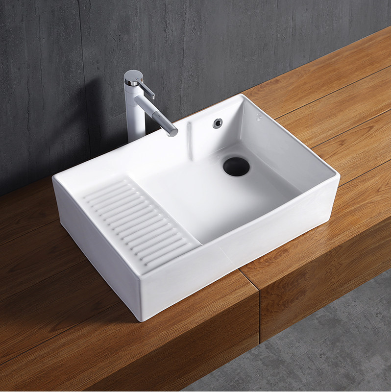 Ceramic laundry basin with washboard sink laundry pool balcony home small wash basin basin laundry table pool basin