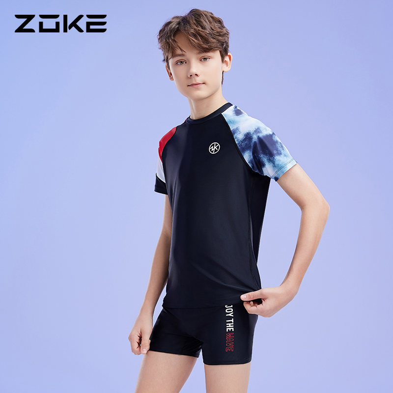 Zhou Ke Children Swimsuit Zoke Large Boy Split Swimsuit With Less Male Speed Dry Sun Protection Against Chlorine High Play Swim Trunks Suit