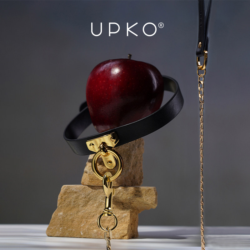 UPKO Neckline Traction Chain Choker Italy SM Genuine Leather Binding Rope Out Sex Toy Bondage Toy Bondage