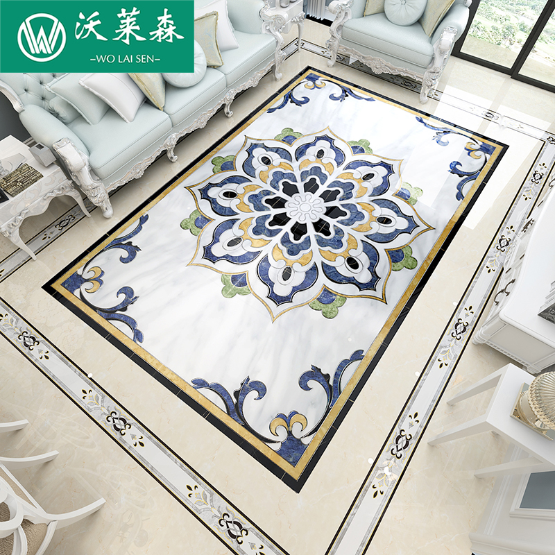 Living room parquet floor tile throwing crystal brick microcrystalline stone into the aisle carpet flower center puzzle floor tiles