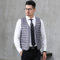 Down vest mens slim body light and thin warm vest wear bottoming short waistcoat autumn and winter New down jacket liner