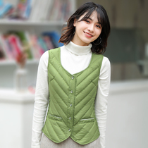 Down vest womens autumn and winter light and thin body seamless short down vest with inner liner waistcoat