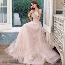 French evening dress dress dress women 2021 new fairy temperament banquet high-end socialite light luxury annual meeting senior texture niche