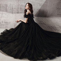 Black high-end small evening dress dress women 2021 New light luxury celebrity banquet annual meeting temperament birthday High Texture