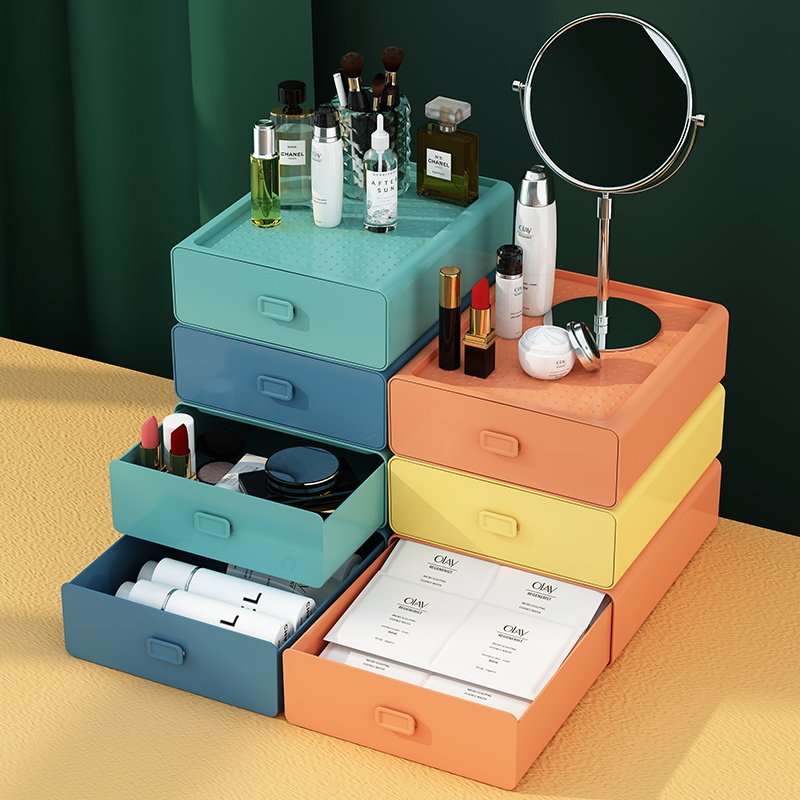 Cosmetics containing box Desktop drawers Makeup Table Mouth Red Mask Skincare Shelf Desk Finishing Dorm Deity