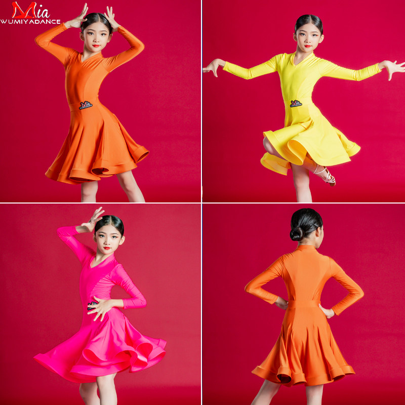 Spring Latin clothing Children's Competition Performance Two-style professional Grand Tong Dance suit Girls stipulate to practice a Latin dance dress