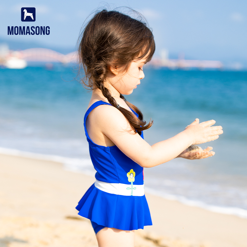 Momasong Children's Swimwear Girls Small Children's One-Piece Skirt Baby Swimwear Girls 2021 New Swimwear