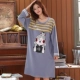 Váy ngủ cotton dài tay cho nữ thu đông, cotton phục vụ tại nhà, váy dài học sinh, phiên bản hàn quốc, rời, bà bầu, váy plus size - Đêm đầm