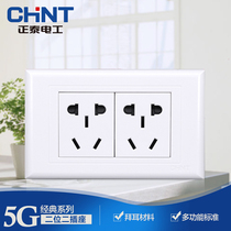 CHINT 118 switch socket panel household 5G series two-position two-plug 6 six holes 10 ten holes rectangular concealed