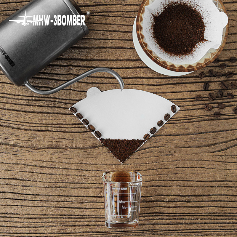 MHW-3BOMBER bomber coffee filter paper V60 universal tapered drip type imported raw wood pulp hand punching filter paper-Taobao
