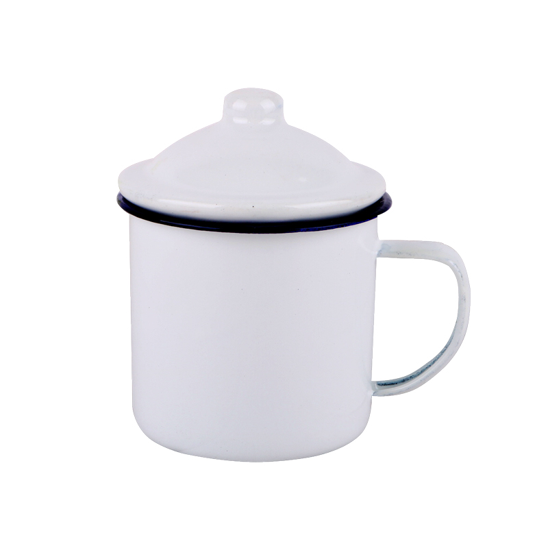Special old nostalgic enamel tea urn make tea cup white enamel cup tea cups with cover iron ChaGangZi enamel cup