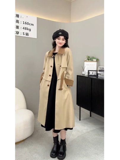 Abrigo cortavientos popular de este año para mujer, abrigo informal de dos prendas con solapa pequeña de gama alta, otoño 2025