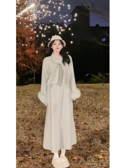 Korean Style Fashionable and Elegant High-End Woolen Coat for Women, 2025 Winter New Warm and Thick Long Woolen Overcoat