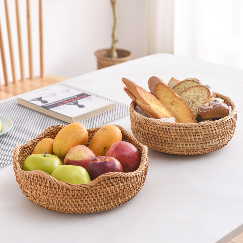 Rattan fruit basket living room desktop snack storage basket hotel homestay dining room bread basket kitchen steamed bread basket fruit basket