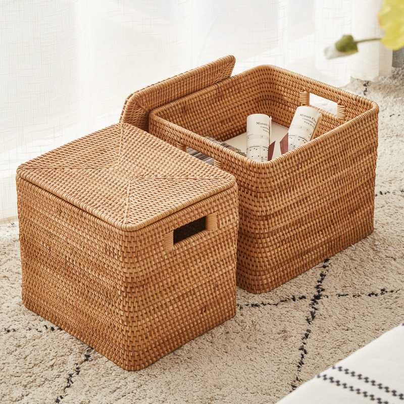 Rattan choreography with lid containing basket Nordic containing basket Living room Zero food Toy Debris containing box containing box containing box