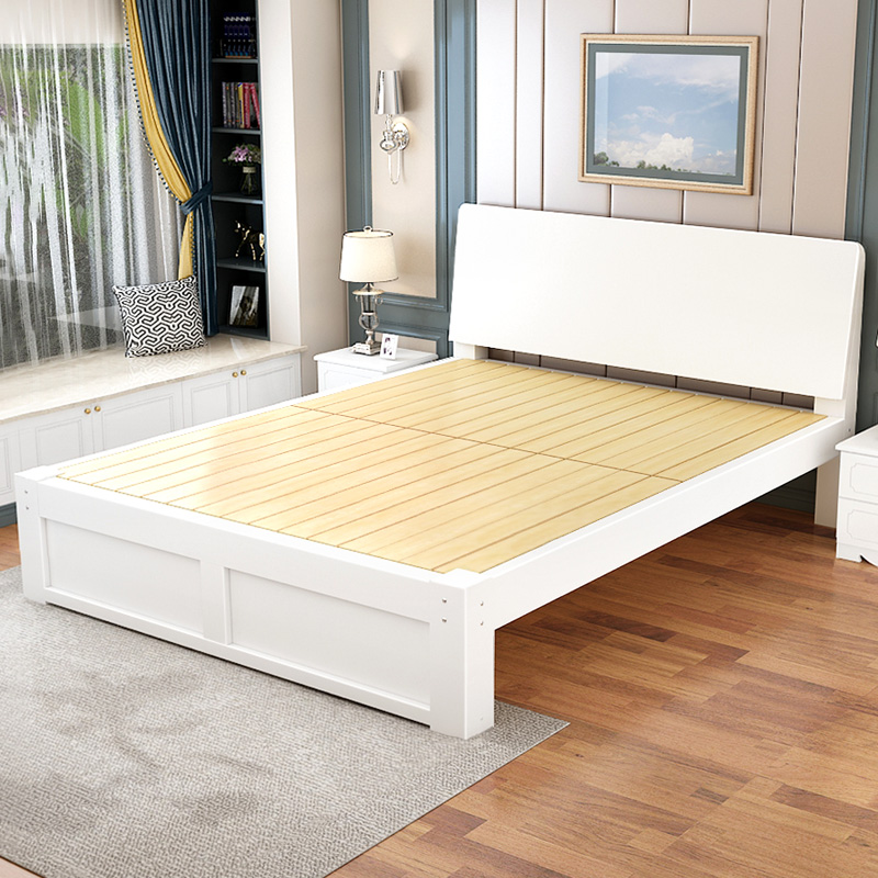Solid wood bed 1 5 m modern minimalist Twin Beds Main Sleeper Economy Type Home 1 2 Simple Rental Room Single Bed Frame