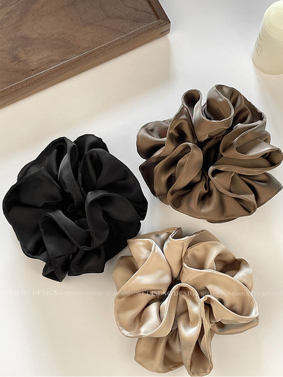 Extra-Large Double-Layered Ruffled Scrunchie, High-End Hair Accessory, Bun Maker, Satin Hair Tie, Korean Style, 2026 New Model