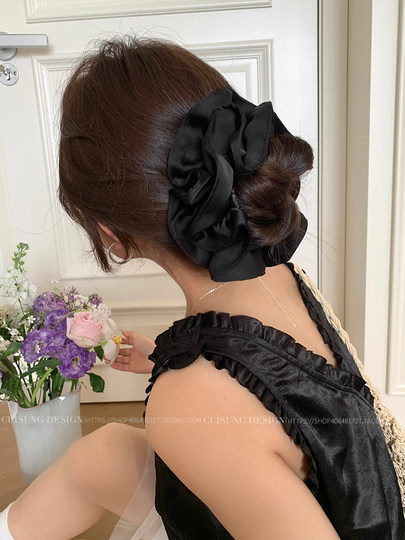 Extra-Large Double-Layered Ruffled Scrunchie, High-End Hair Accessory, Bun Maker, Satin Hair Tie, Korean Style, 2026 New Model