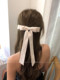 French-Style Bow Hairpin Headpiece with Satin Ribbon, Korean-Style High-End Top Clip, Elegant and Sweet Back-Of-Head Hair Accessory for Women