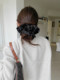 Black Velvet Scrunchie with Pressed Edges, Autumn and Winter Retro Korean Style, High-End Hair Tie, Simple Hair Accessory for Women