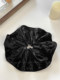 Black Velvet Scrunchie with Pressed Edges, Autumn and Winter Retro Korean Style, High-End Hair Tie, Simple Hair Accessory for Women