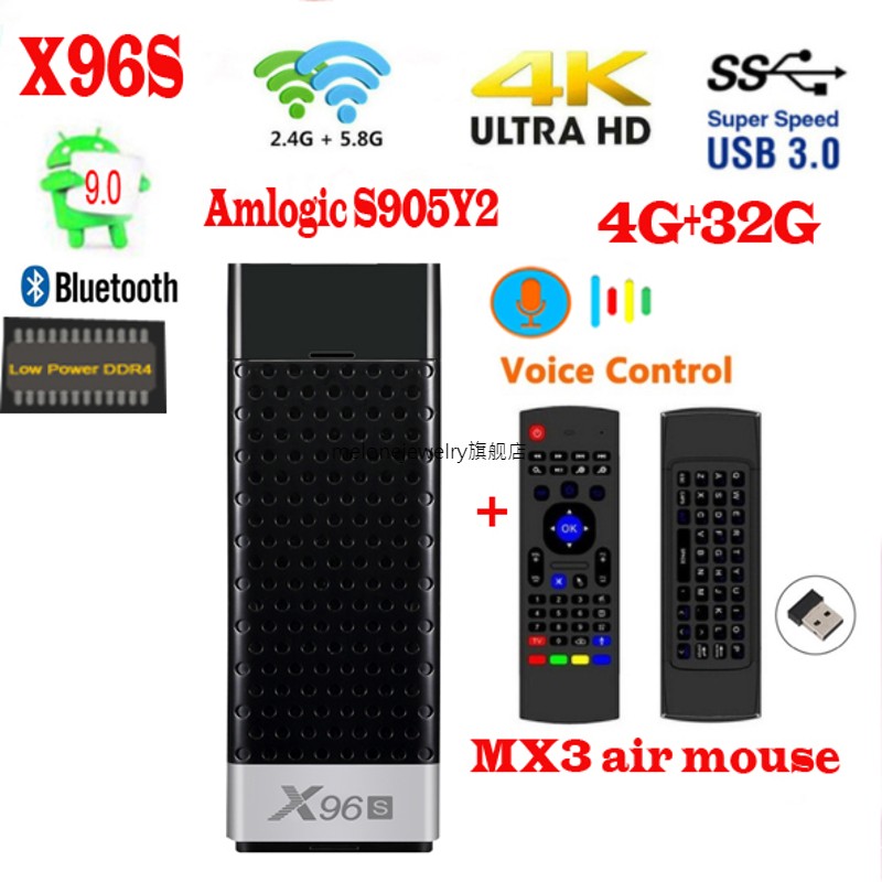 32G&mx3&VOICES   tv   stick   android   9.0   amlogic   s905Y2   H.265   2.4 / 5G   WIFI   Blue