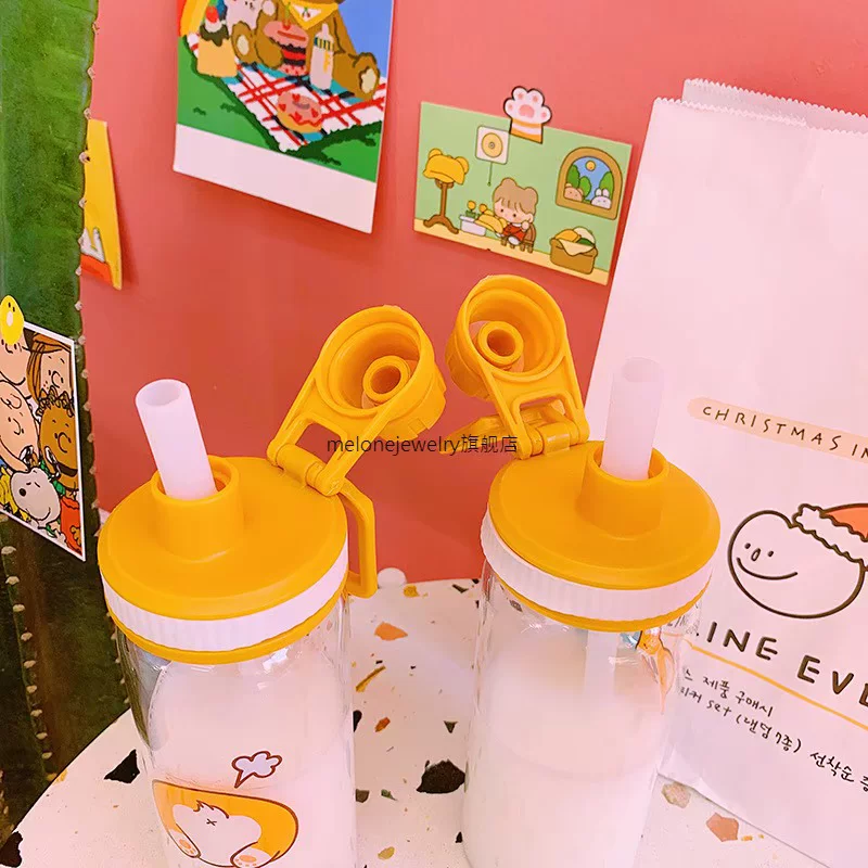 [Милая стеклянная бутылка для воды с рисунком для девочек Kawaii собачка Корги]