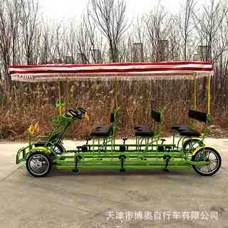 Four-wheel, three-row, six-person bicycle riding, front-row double parent-child scenic spot tour, multi-person bicycle special riding