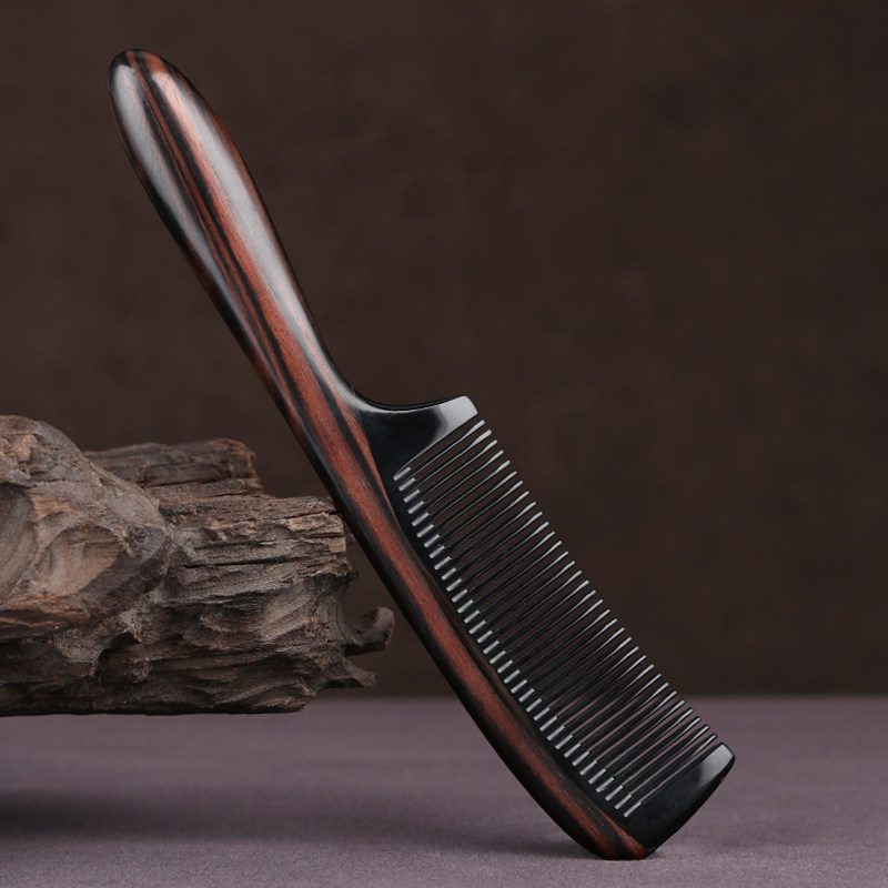 Natural horn comb antistatic black sandalwood comb male and female hair loss massage comb children's baby special comb