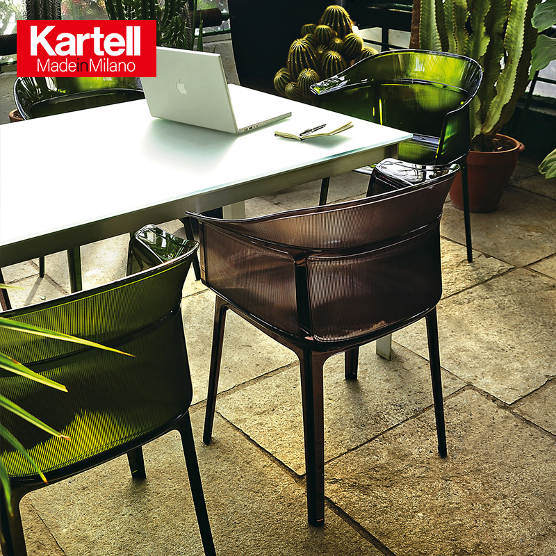 Kartell Chair Transparent Plastic Chair Restaurant Armchair Armchair PAPYRUS Armor Chair (two pieces of clothing)