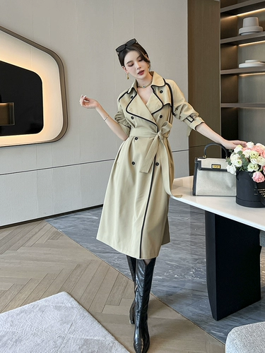 Ретро плащ для отдыха, весенняя длинная куртка, изысканный стиль, коллекция 2023, подходит для подростков, средней длины