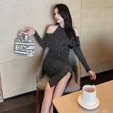 Сексуальное платье, лонгслив, длинная юбка, с рукавом, средней длины