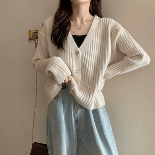 Весенний трикотажный короткий свитер, штаны, кардиган, коллекция 2022, высокая талия