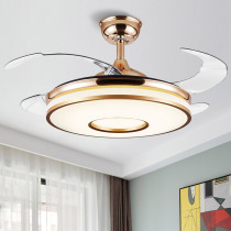 Golden light luxury living room ceiling fan lamp invisible fan lamp restaurant Home New with electric fan chandelier modern bedroom
