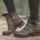 2023largevintagesquareheadwomensleatherboots ເກີບຫນັງແມ່ຍິງ