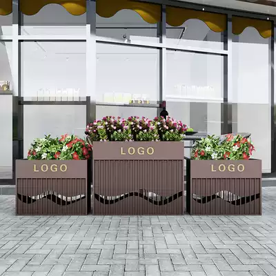 Wrought iron outdoor planting flower box combination square commercial street sample house display center Outdoor flower trough gardening fence partition flower bed