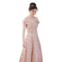Toast Wear Bride 2024 New Pink Engagement High-Quality Summer Small Wedding Dress Dress for Women