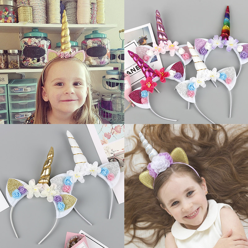 Children's Unicorn Handling Birthday Party Headwork Euro-American Cute Rainbow Issuing Kindergarten Festival