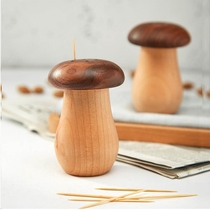 Walnuts Woody Cute Mushrooms New Chinese Log Toothpicks Pot Creative Solid Wood Toothpicks Silo Home Upscale Toothpick Box