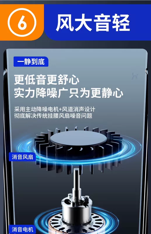 Quạt treo eo, dụng cụ làm mát đeo thắt lưng di động, sạc công trường ngoài trời nhiệt độ cao, quạt nhỏ mạnh mẽ, treo cổ, mùa hè, làm lạnh nhà bếp, điều hòa, mặc quần áo, tuổi thọ pin siêu dài quạt gắn vào áo