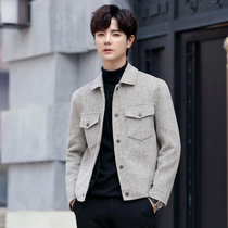 Autumn and winter casual double-sided jacket short mens coat British handsome youth wool woolen woolen no cashmere coat