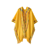 2024 new ethnic style large shawl for women knitted warm Yunnan travel photo cape hooded cape