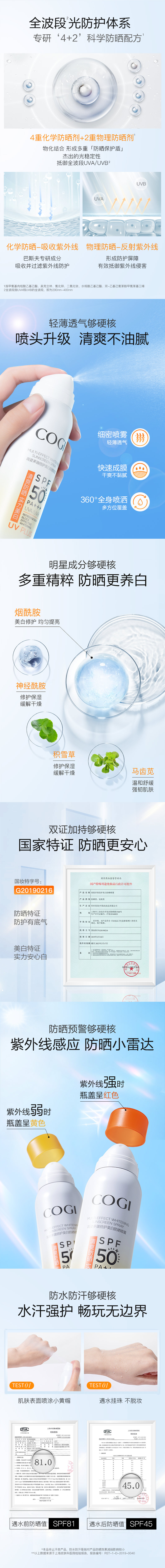 高姿 防水防汗防晒喷雾160ml*2件 图1