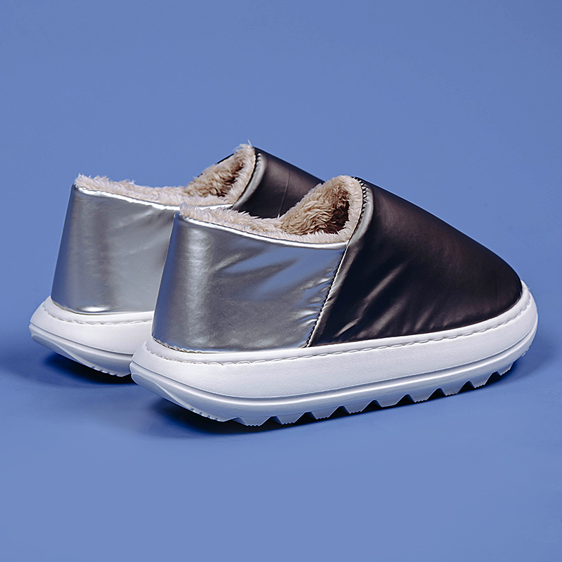 Dark Grey [Down Bag Heel]Bag heel Cotton slippers Plush keep warm lovers men and women Autumn and winter indoor Thick bottom non-slip fashion House household Soft bottom