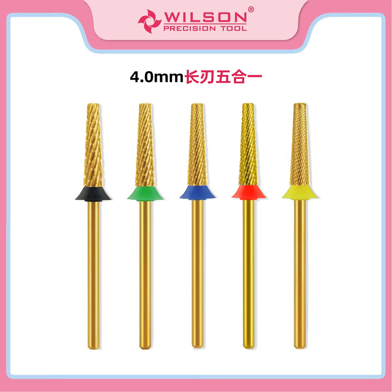 Wilson 4.0mm Long Blade Five-In-One Tungsten Steel Cross-Tooth Grinding Step Multi-Functional Nail Art Tool