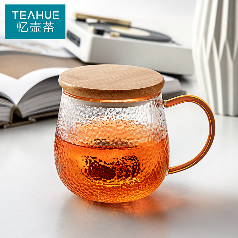 Memory pot tea filter Tea cup Bamboo cover with handle Home office thermos cup set Glass cup Water cup Flower tea cup