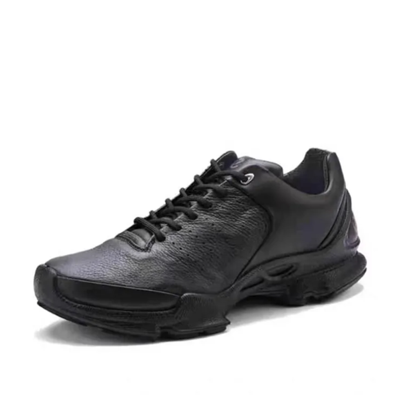 Ecco Men's Shoes New Black Warrior Lace-Up Outdoor Casual Sports Shoes Leather Comfortable Running Shoes Walking Shoes