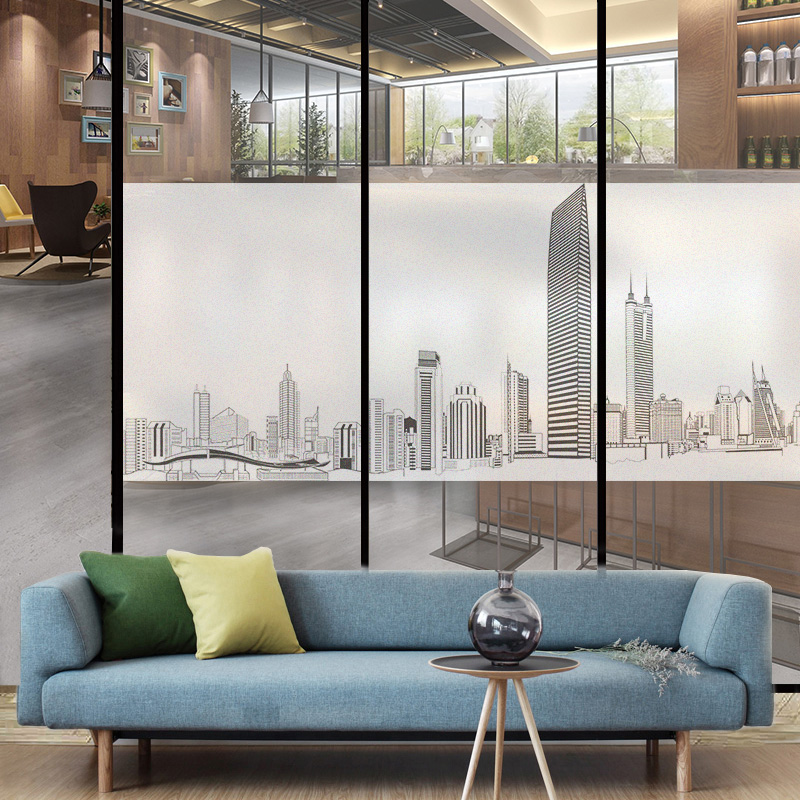 Modern building office creative architectural glass film company Electrostatic frosted glass decorative film can be customized